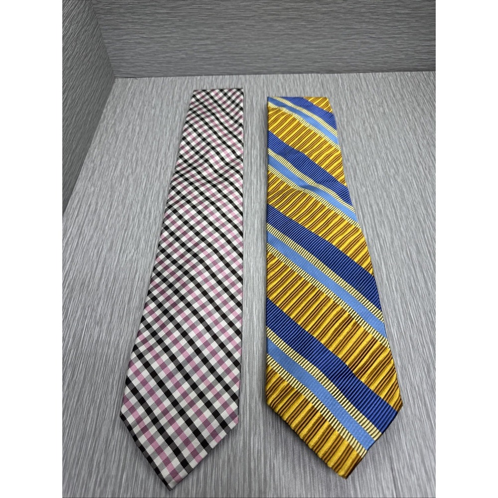 Hickey Freeman Silk Tie Lot of 2 Men's Luxury Business Wedding Formal‎ Classic